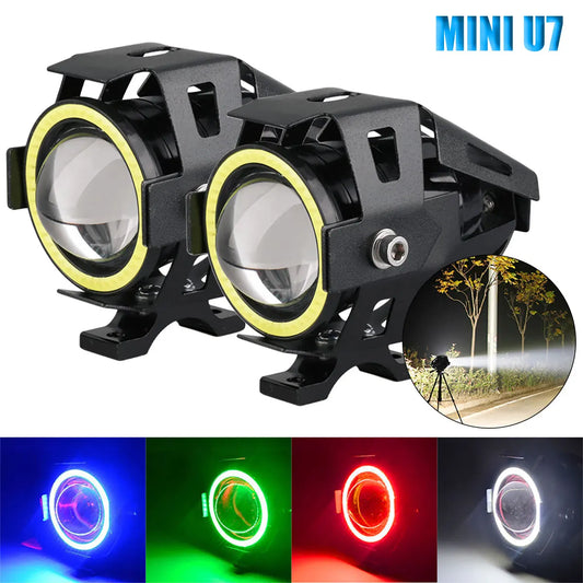 2×LED Angel Eye Motorcycle Headlights