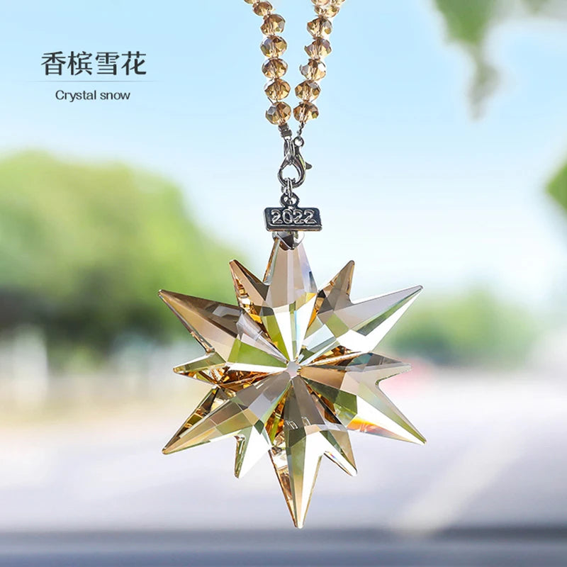 Colorful Transparent Crystal Snowflake Hanging Ornament