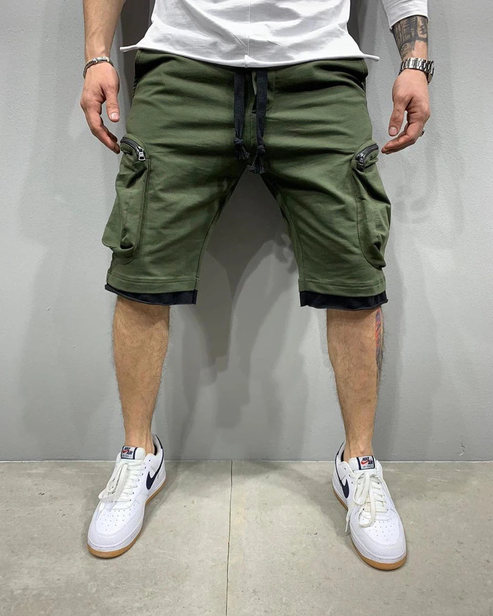Cotton Workout Fitness Multi Pocket Yellow Shorts