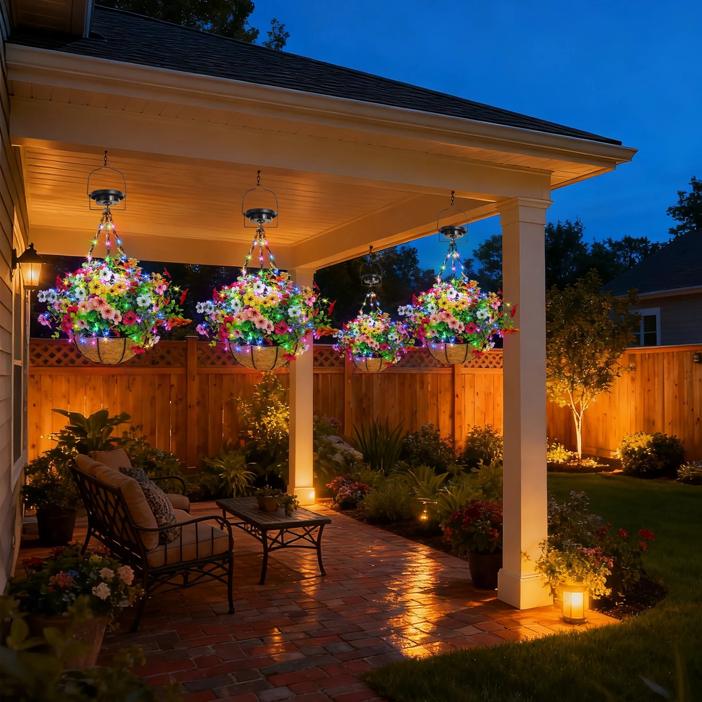 Solar-Powered Hanging Flower Basket