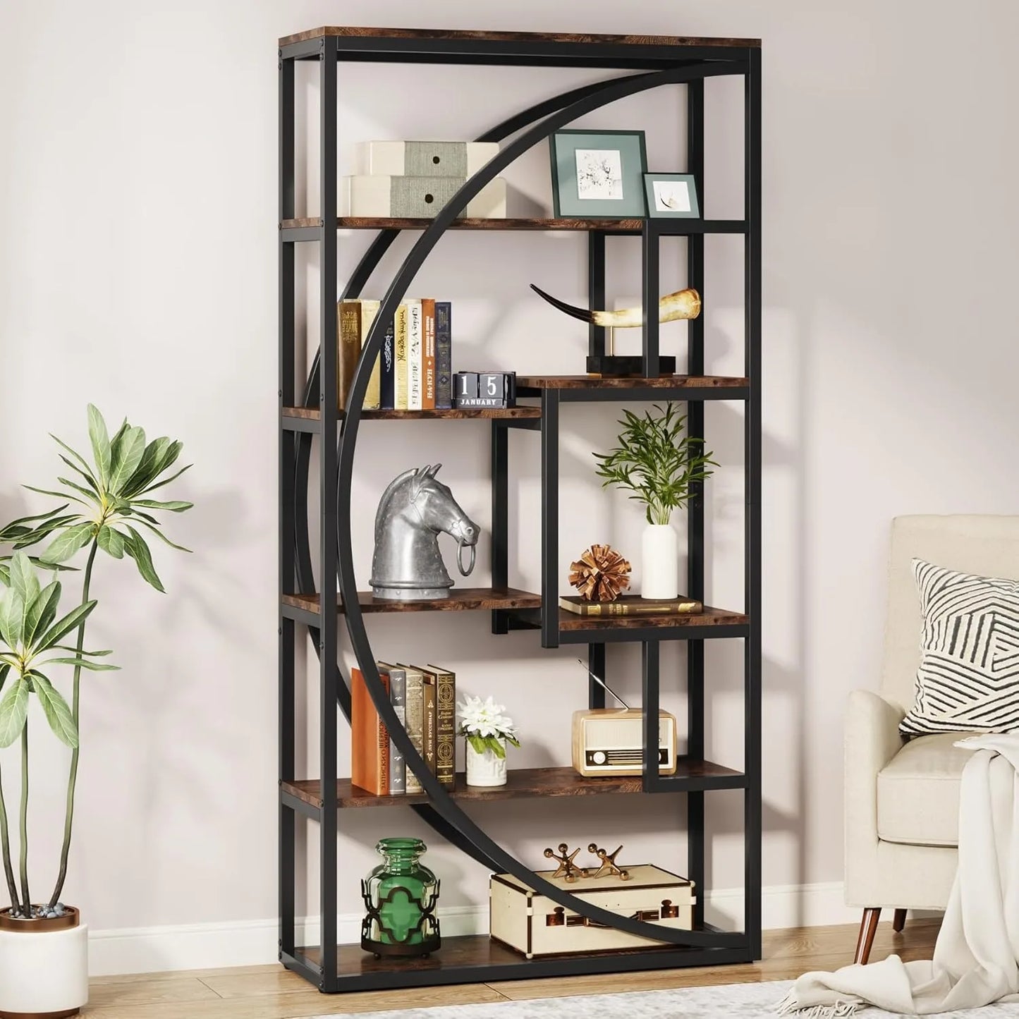 5-Tier Etagere Bookcase, 70.8 inch