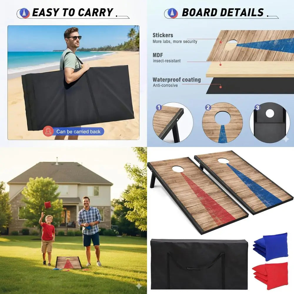 4x2 Ft Cornhole Boards with 8 All-Weather Bean Bags and Carrying Case