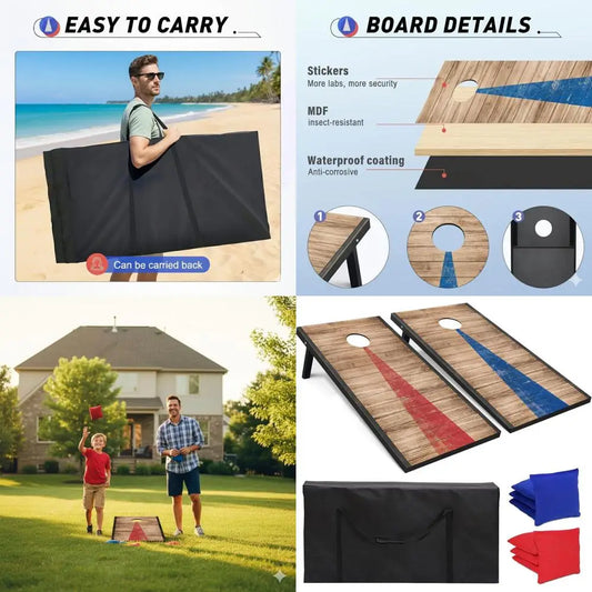 4x2 Ft Cornhole Boards with 8 All-Weather Bean Bags and Carrying Case