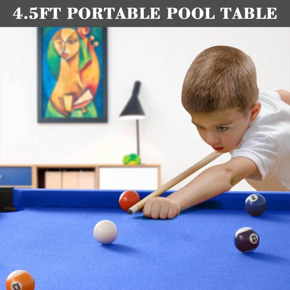 4.5Ft Pool Table W/ 2 Cue Sticks, Full Set of Balls