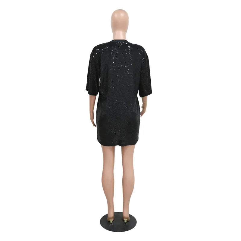 It's My Birthday Letter Print Glitter Sequins Party Dress