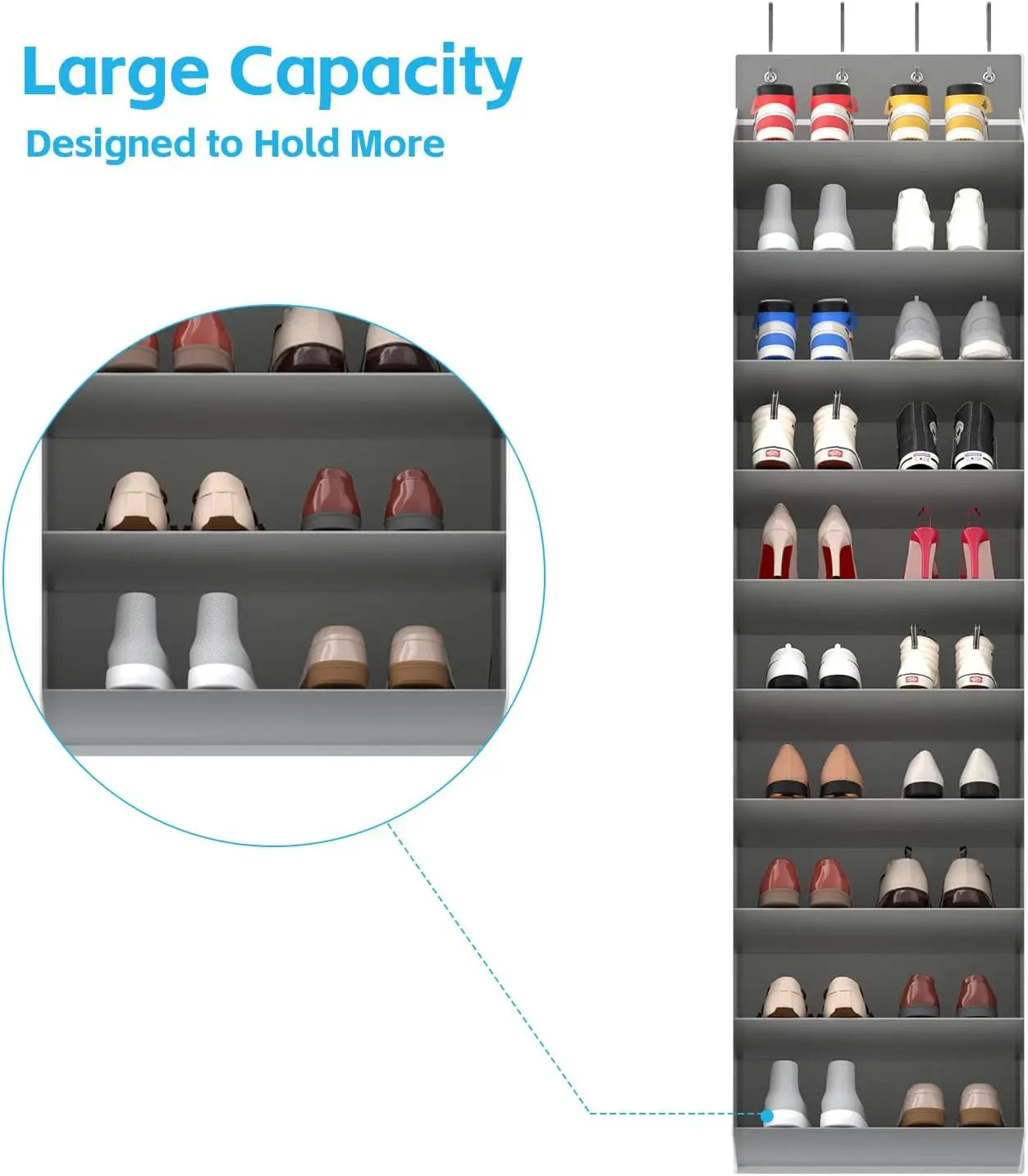 Space Saving Over The Door Shoe Organizer Holds 20 Pairs