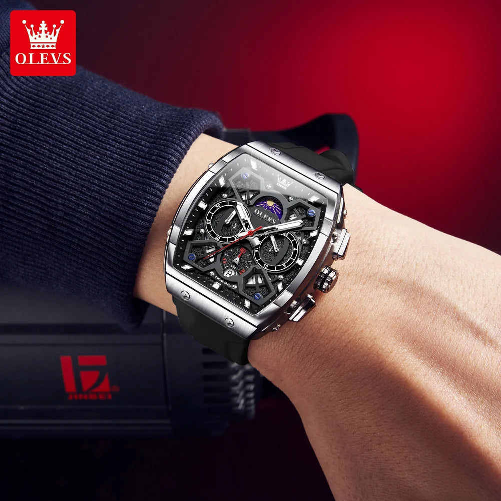 Moon Phase Chronograph Waterproof Quartz Wristwatch