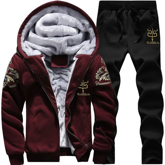 Men's Hooded Jacket Pants Two-Piece Set