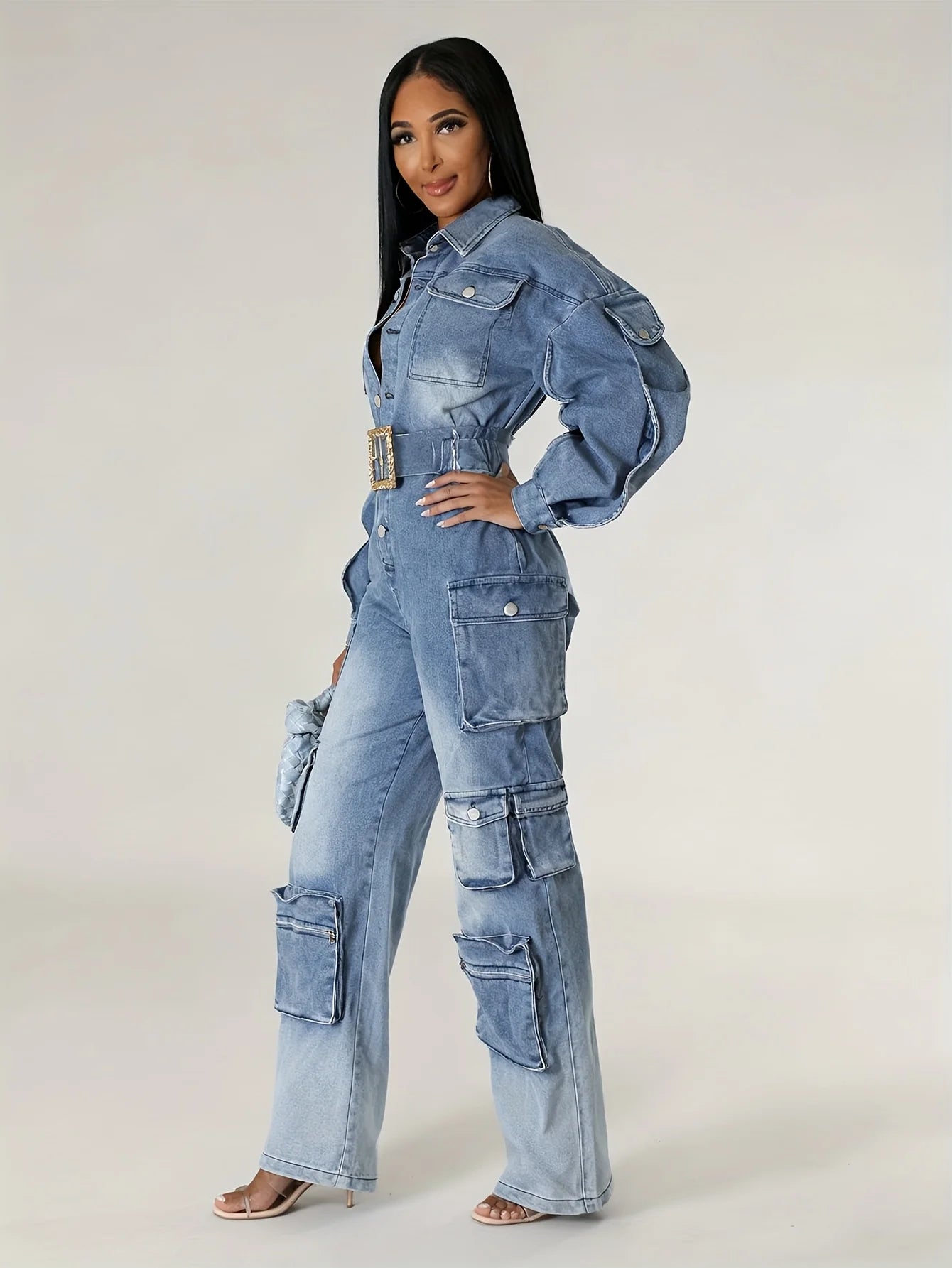 Retro Denim Workwear Jumpsuit