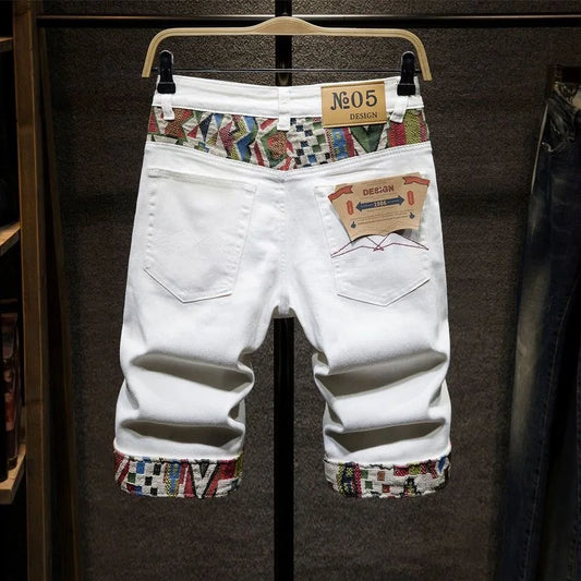 Fashion Print Denim Shorts Loose Comfortable