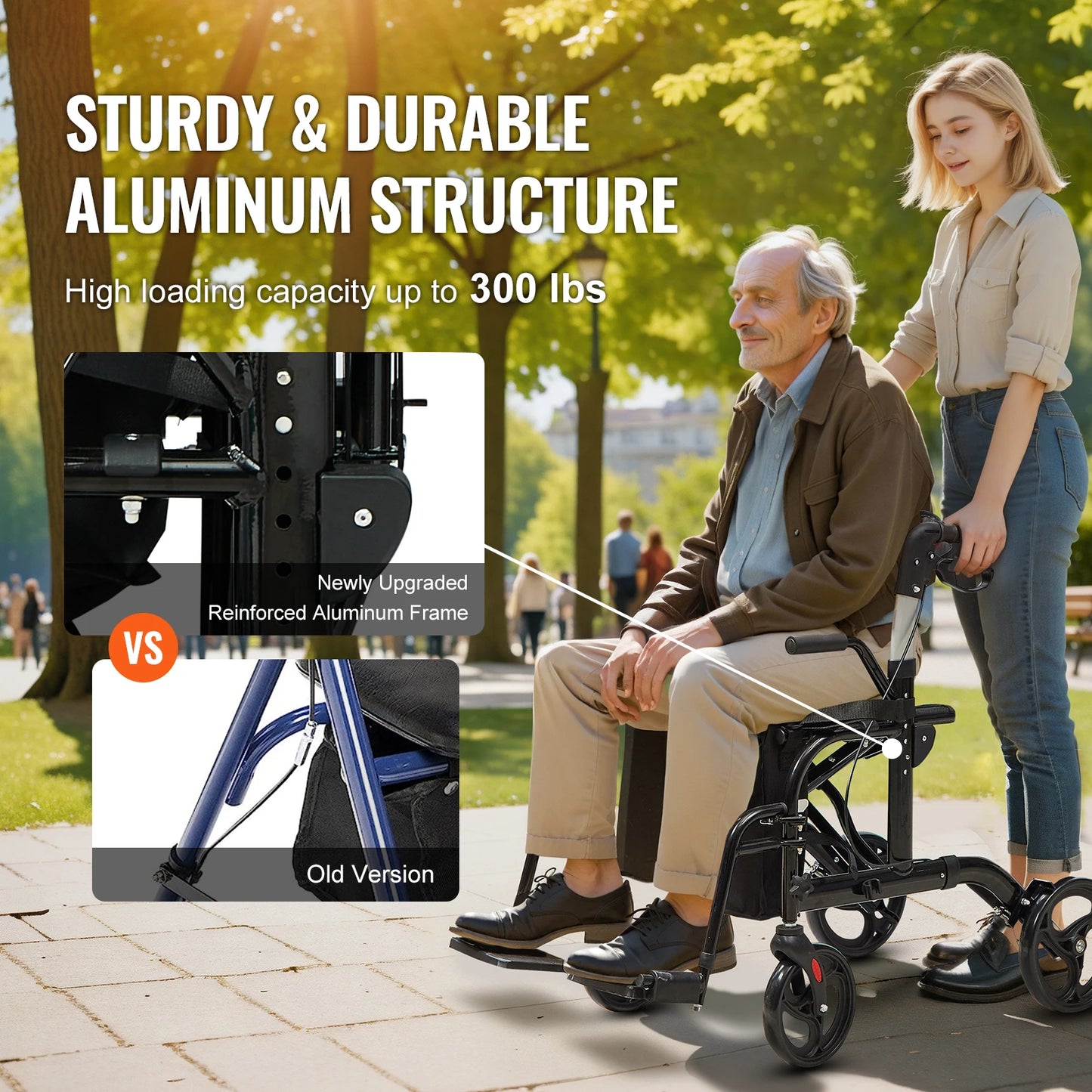 2 in 1 Rollator Walker & Transport Chair