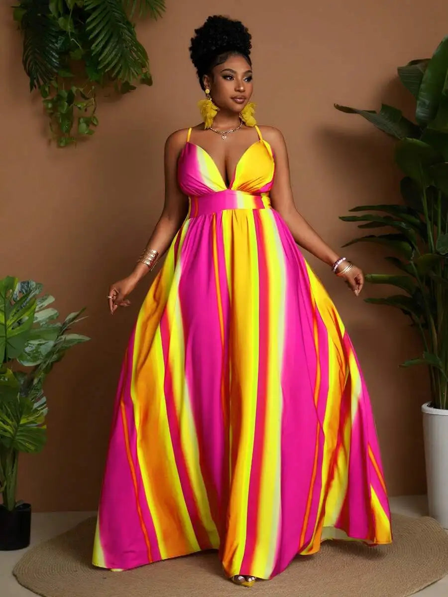 Plus Size Striped Maxi Dress
