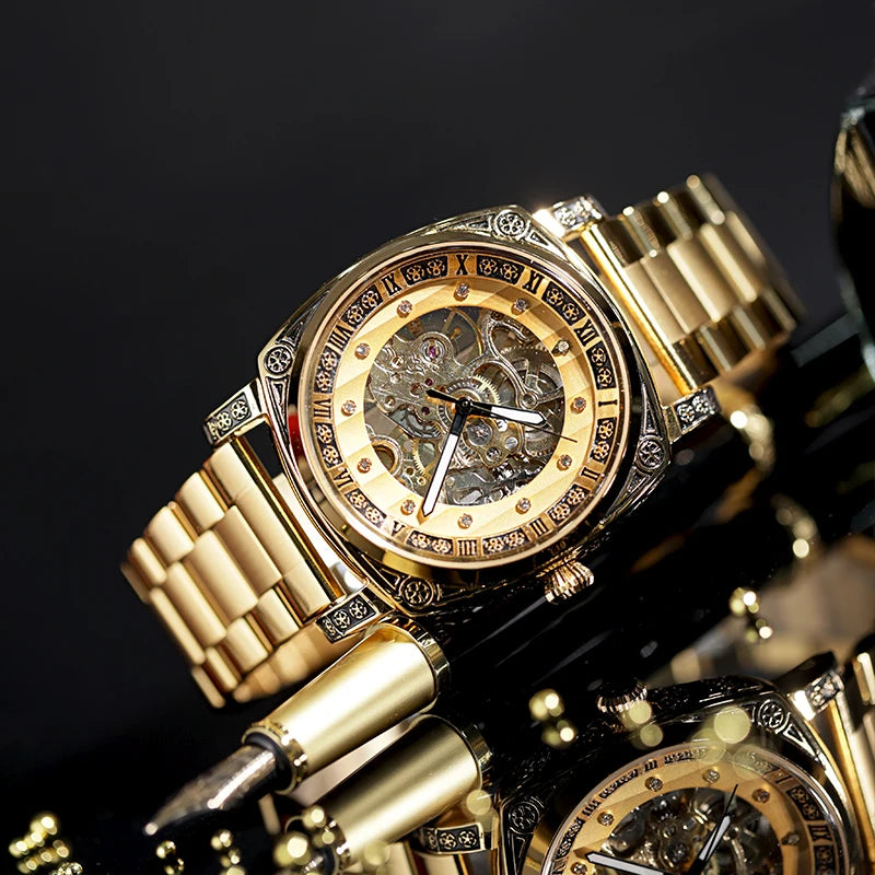 Fully Automatic Mechanical Men's Gold Watch