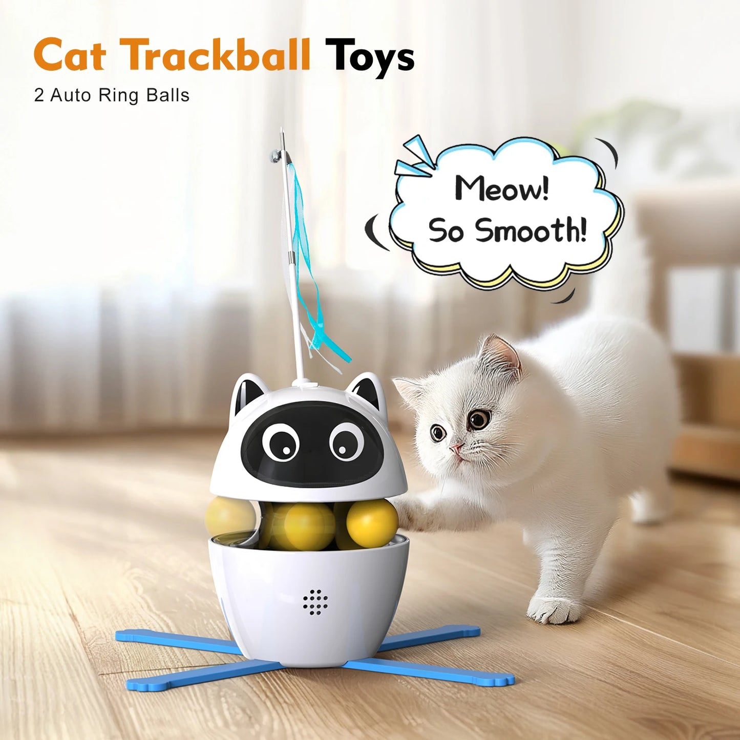 4-in-1Rechargeable Cat Laser Toy and 2 Auto Ring Balls