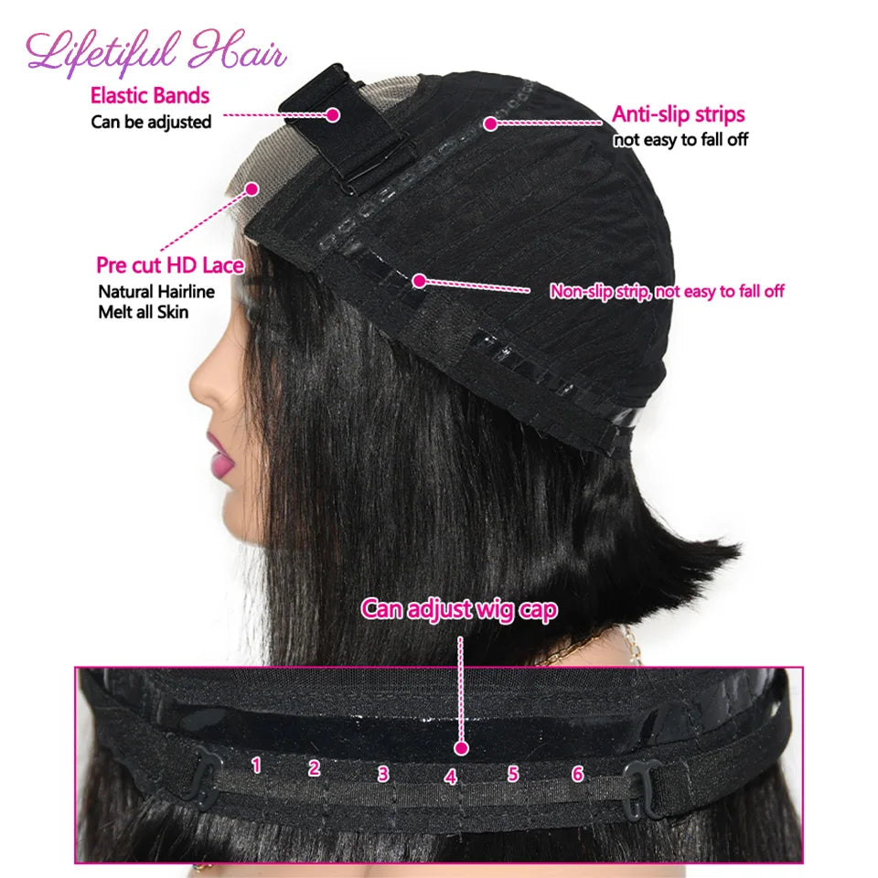 Glueless Bob Human Hair Ready To Wear Straight