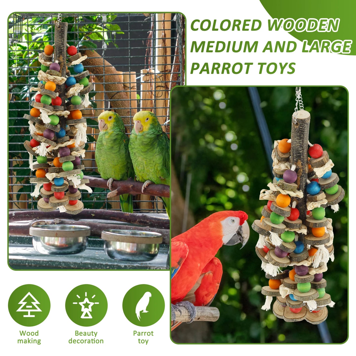 Wooden Parrot Chewing Blocks Tearing Toys