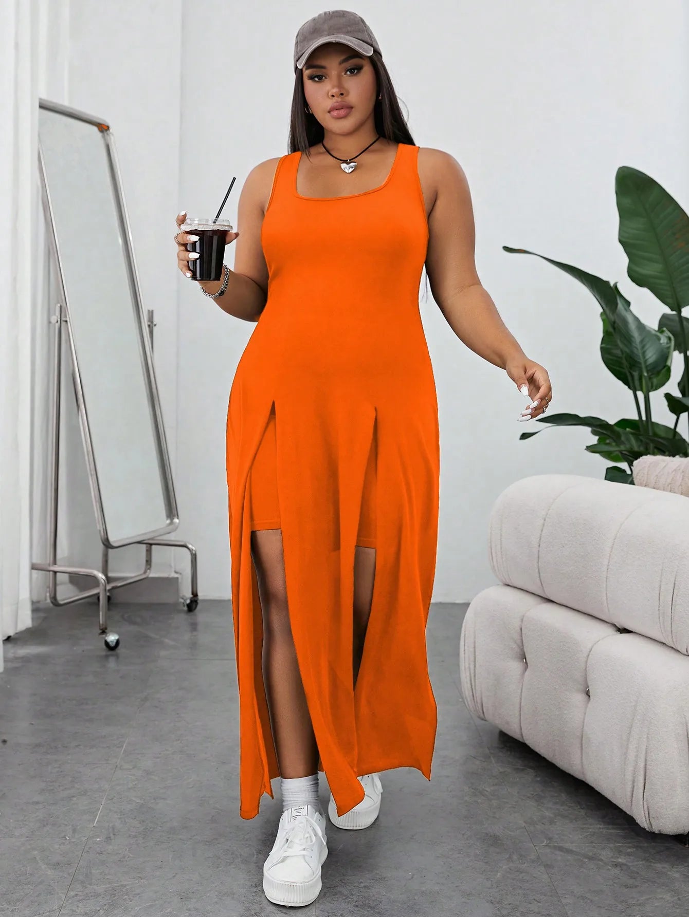 Plus Size Split Thigh Maxi Dress