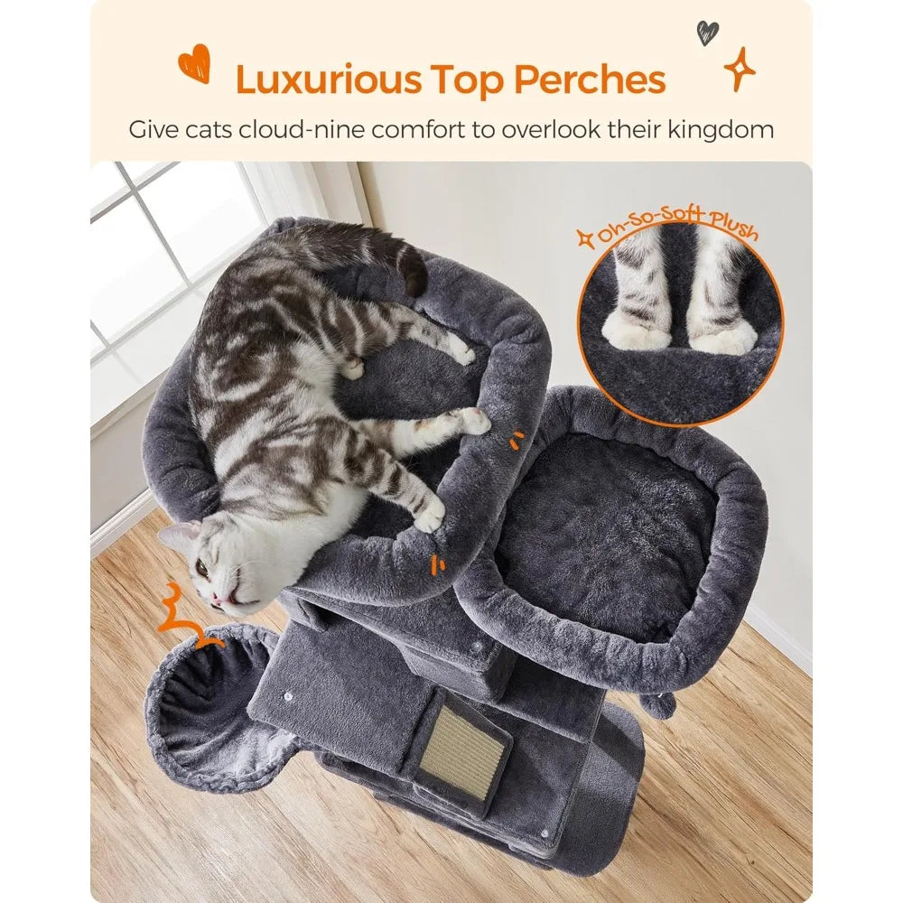 81.1-Inch Large Cat Multi-Level Plush Condo