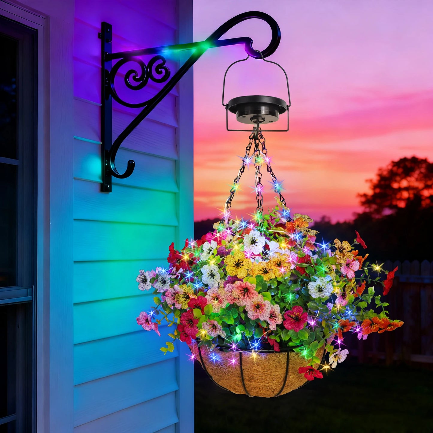 Solar-Powered Hanging Flower Basket