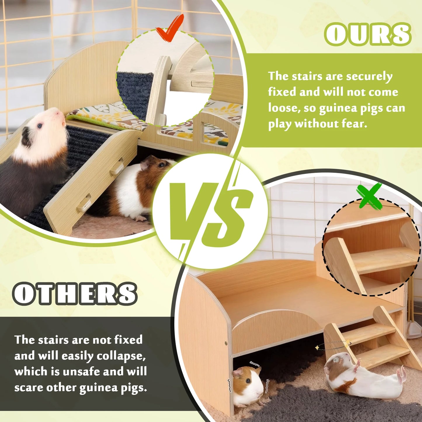 Multi-Level Guinea Pig Castle for Hamsters Bunny Chinchillas