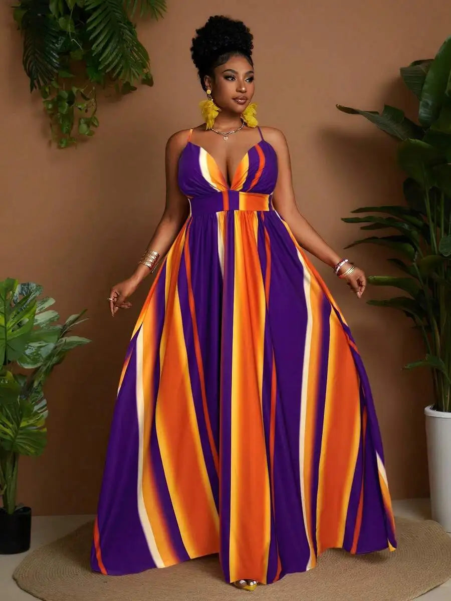 Plus Size Striped Maxi Dress