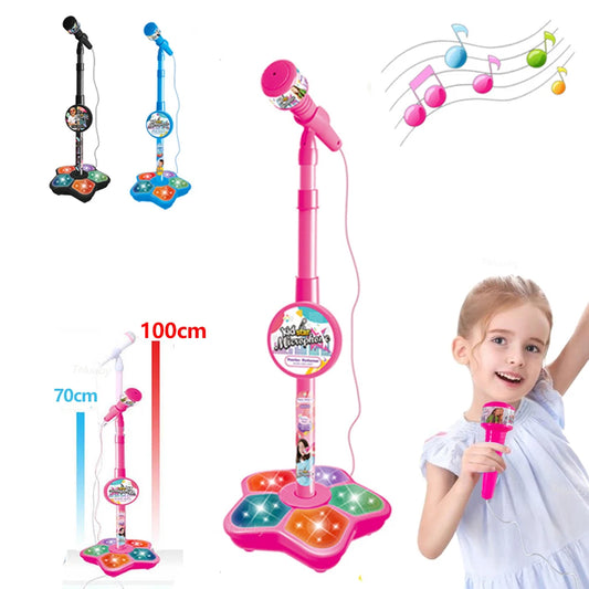 Kids Microphone with Stand Karaoke Mic Speaker with Lights