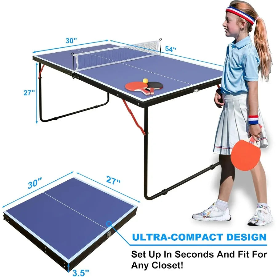 Foldable Ping Pong Table Portable 4.5FT/6FT/9FT