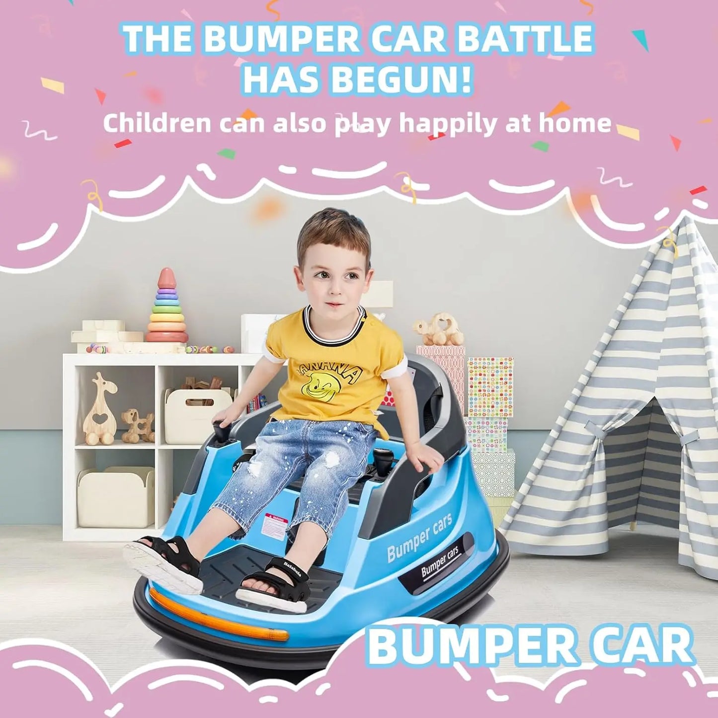 Ride on Bumper Car for Kid W/Remote Control, LED Lights, Bluetooth & 360 Degree Spin