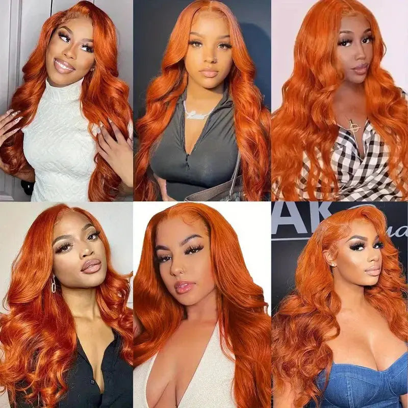 Ginger Orange Lace Front Wig Human Hair Body Wave 13x4 Transparent Lace