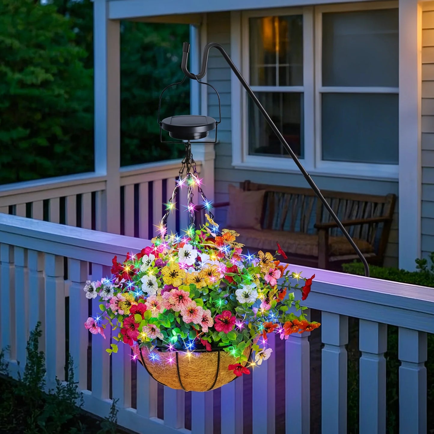 Solar-Powered Hanging Flower Basket