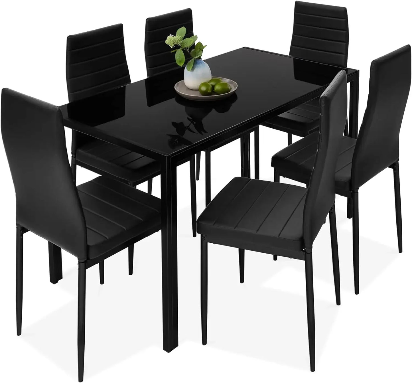 7-Piece Glass Set Modern Kitchen Table Furniture