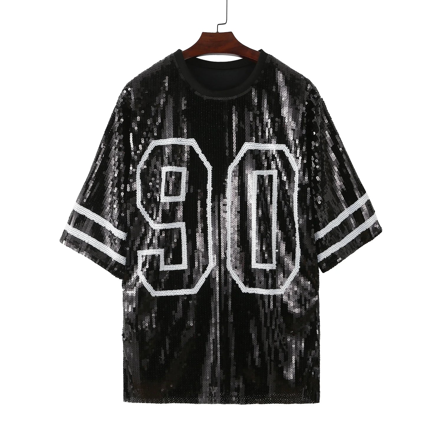 Half Sleeve Baggy Sequin T Shirt Dress