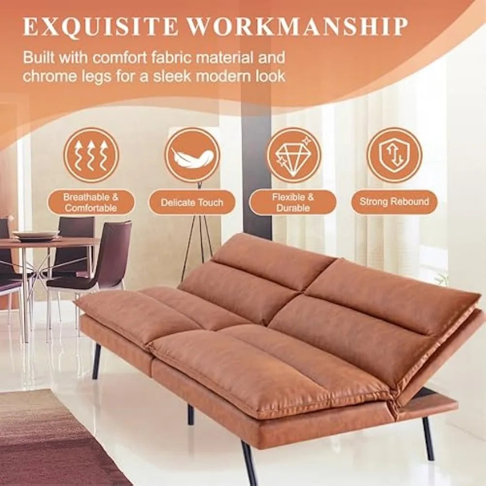 Faux Leather Memory Foam Sleeper Sofa