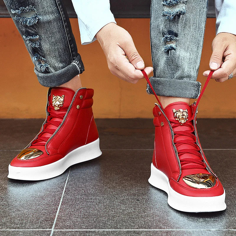 Red High Top Hip Hop Streetwear Men Casual Sneakers