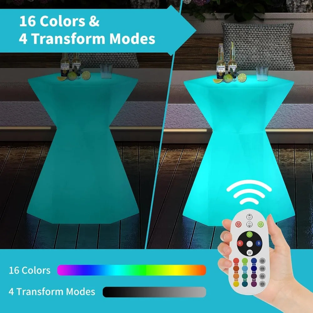 LED Cocktail Table with Multi-Colored Lights and Remote Waterproof