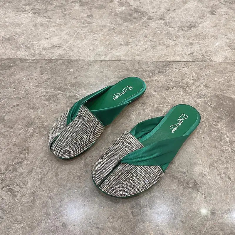 Rhinestone Slippers Flat Slides