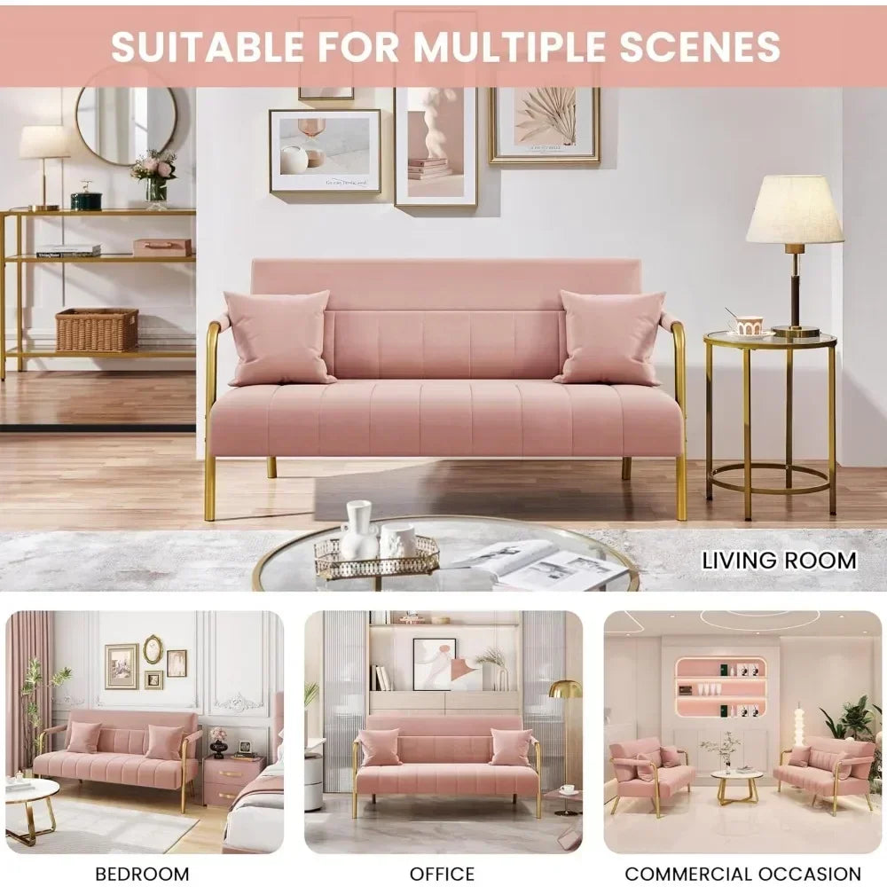 56.5" W Modern Loveseat 2 Seater Studio Pink