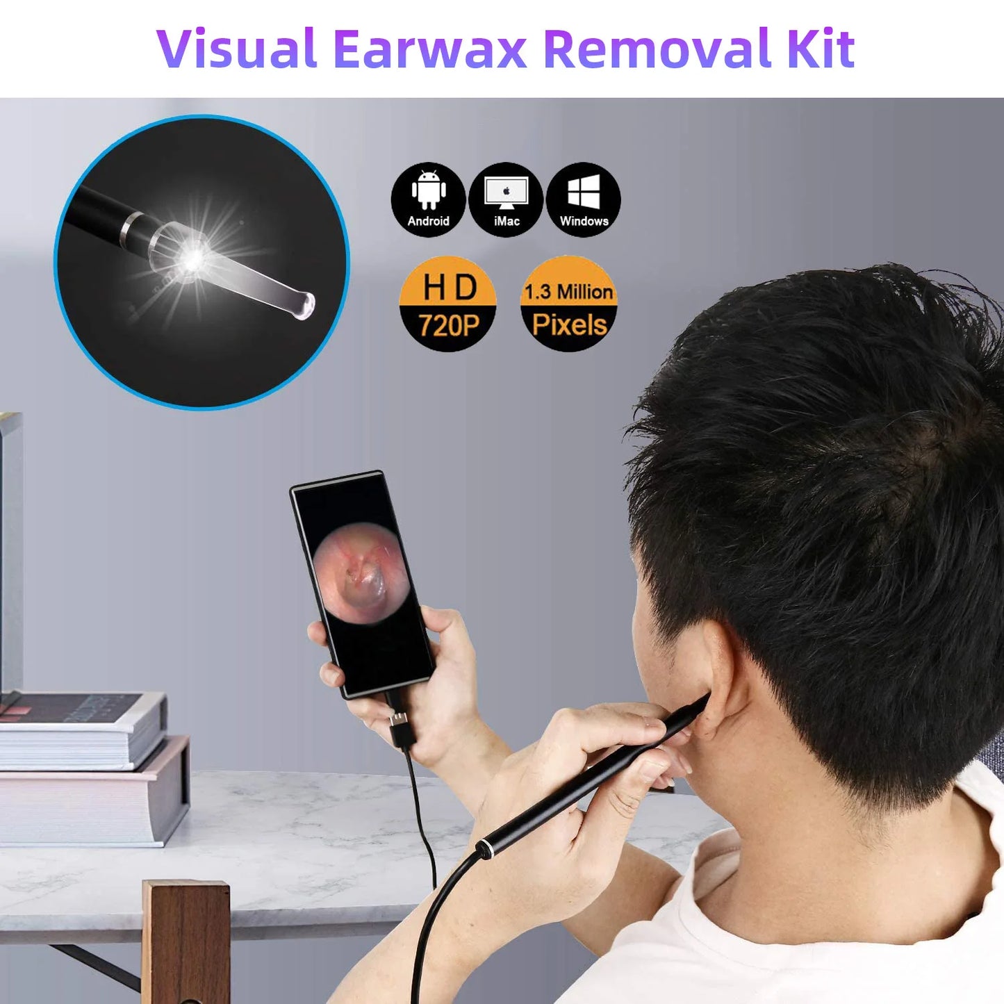 Ear Wax Removal USB Otoscope Cleaning Pick Tool