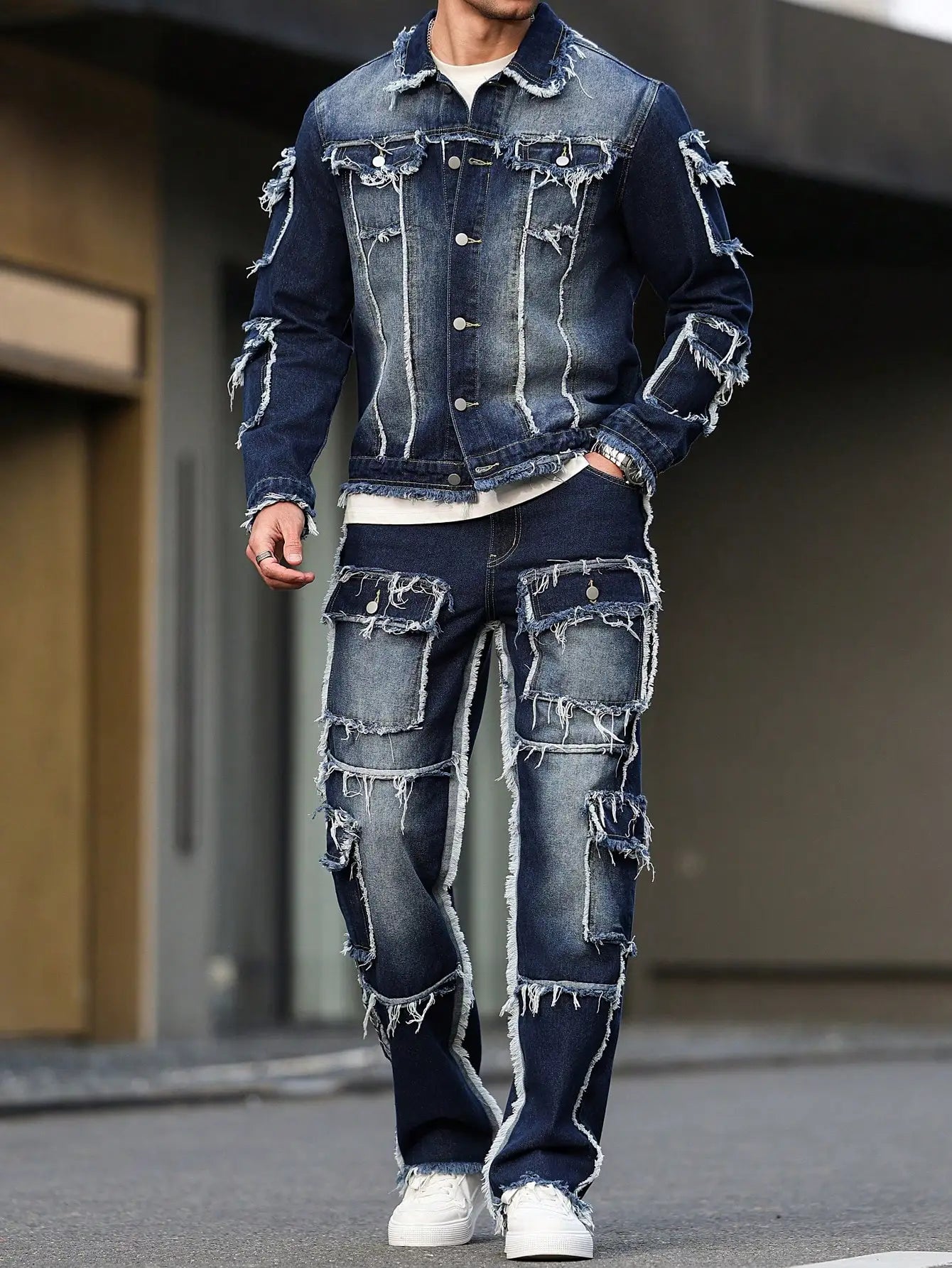 Men's Denim Suit Multi  Pocket Design