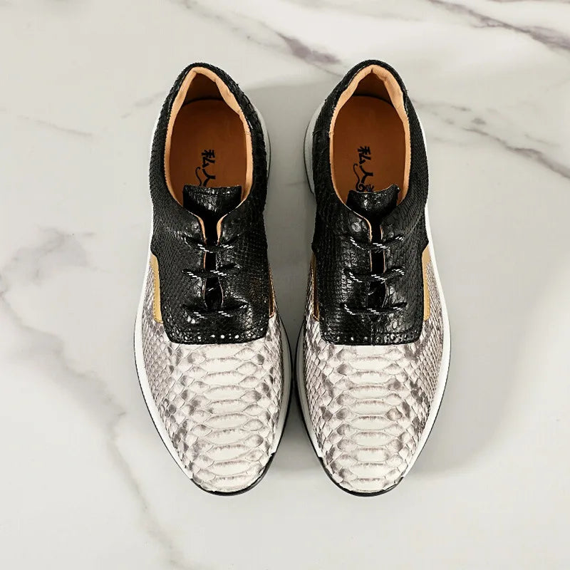 Round Toe British Style Genuine Leather Men Sneakers