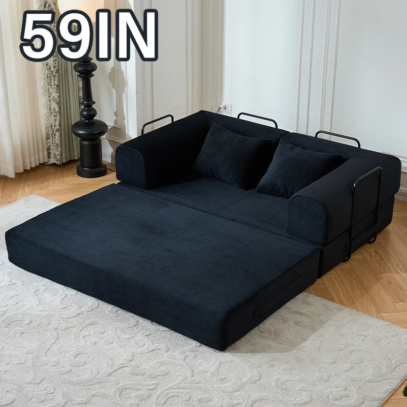 79" Convertible Sofa Bed with Fixed-Shape Frame & Removable Armrests