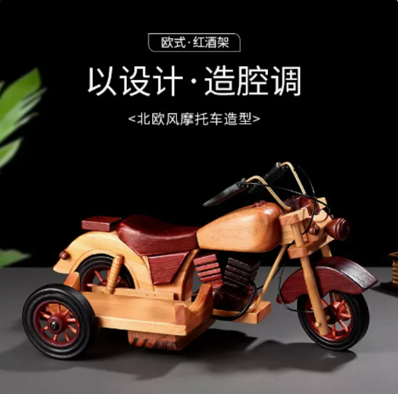 Handmade Wooden Wine Rack Motorcycle