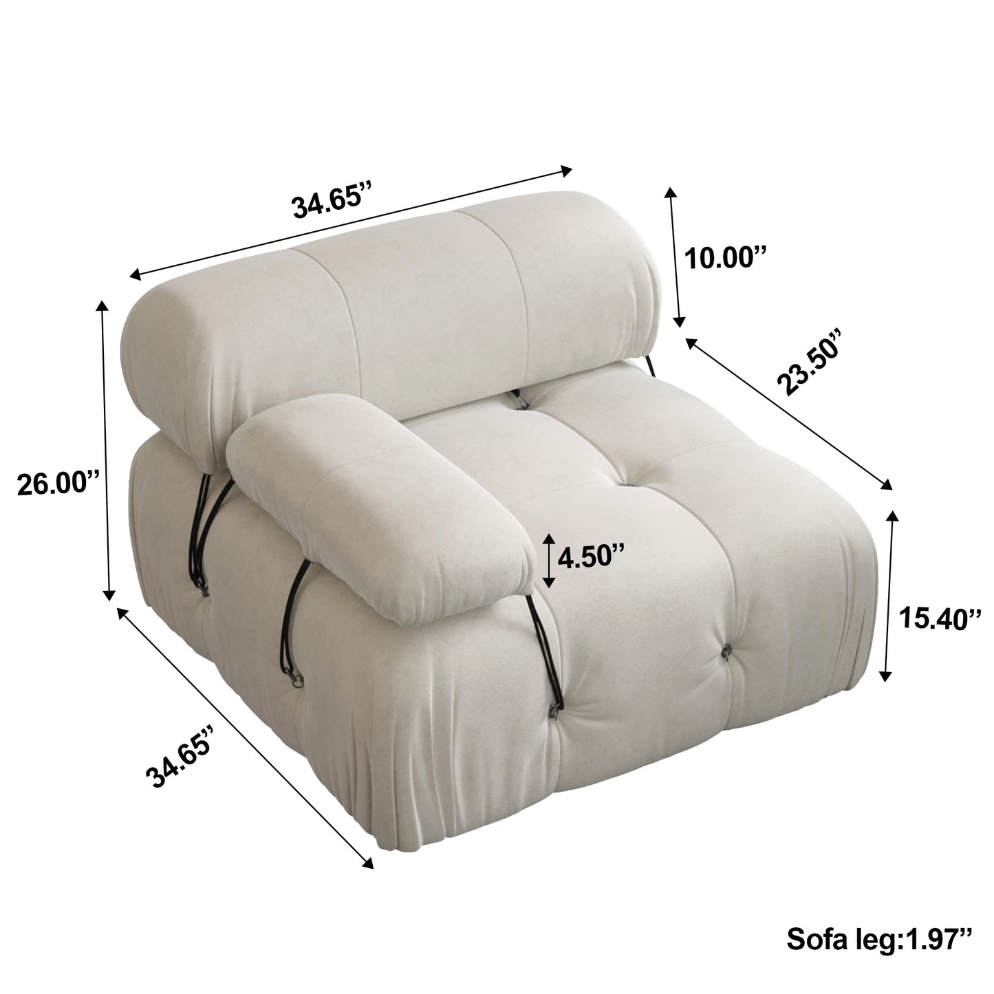 104" Modular Sectional Sofas Luxury Modern Velvet 4-Seat