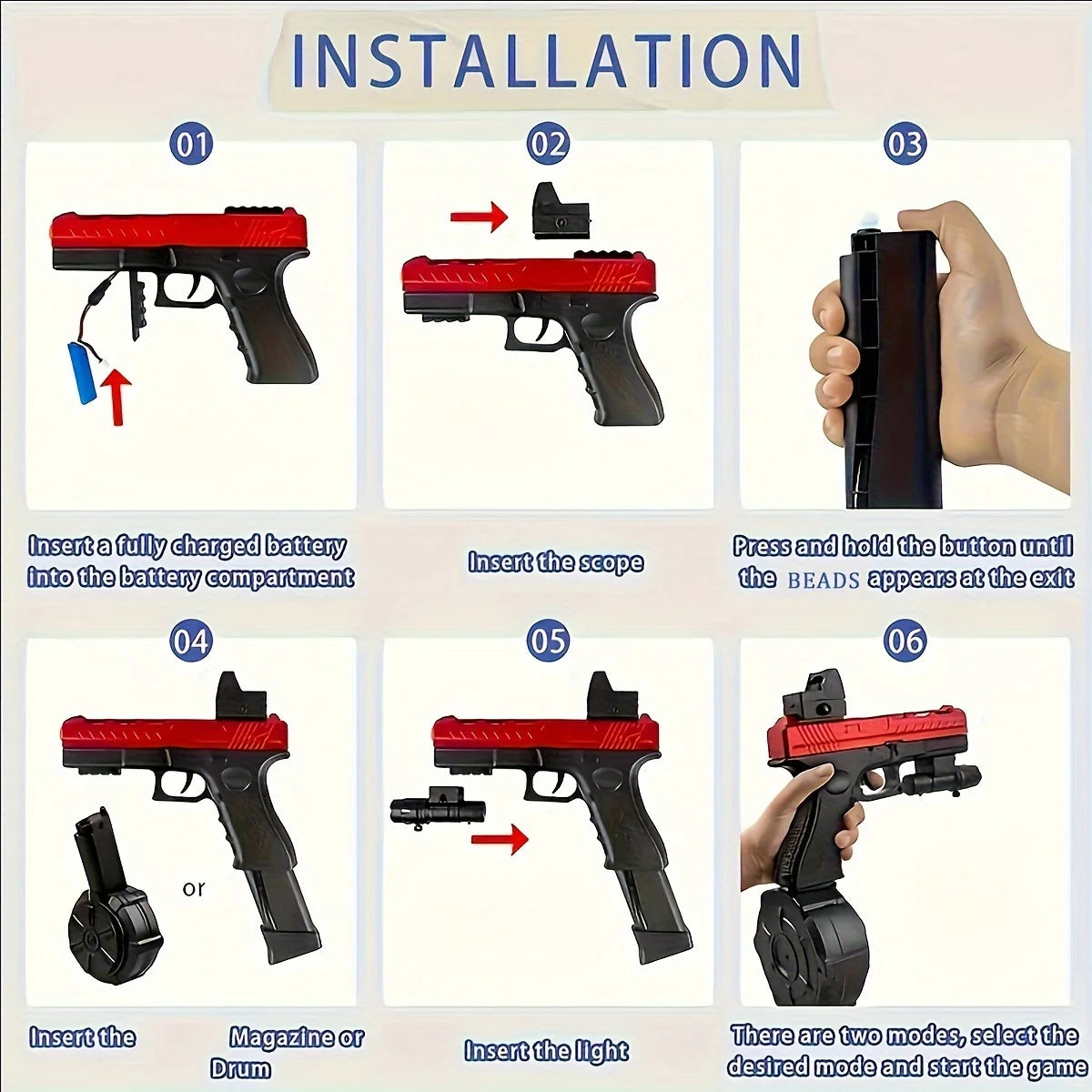 Beads Blaster Gun Toy with Big Drum