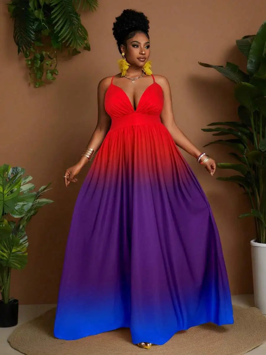 Plus Size Striped Maxi Dress