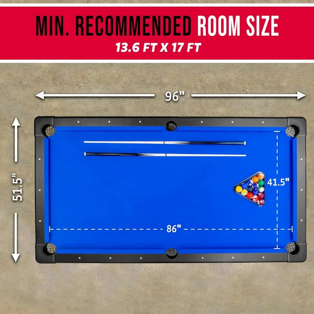 8 ft Billiards Table - Portable Pool Table w/Balls&Cues