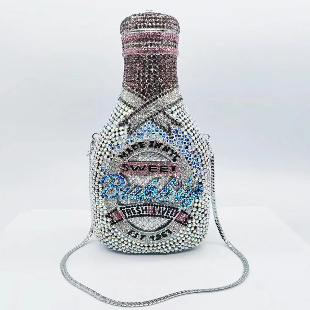 Champagne Bottle Crystal Bag Rhinestone Clutch