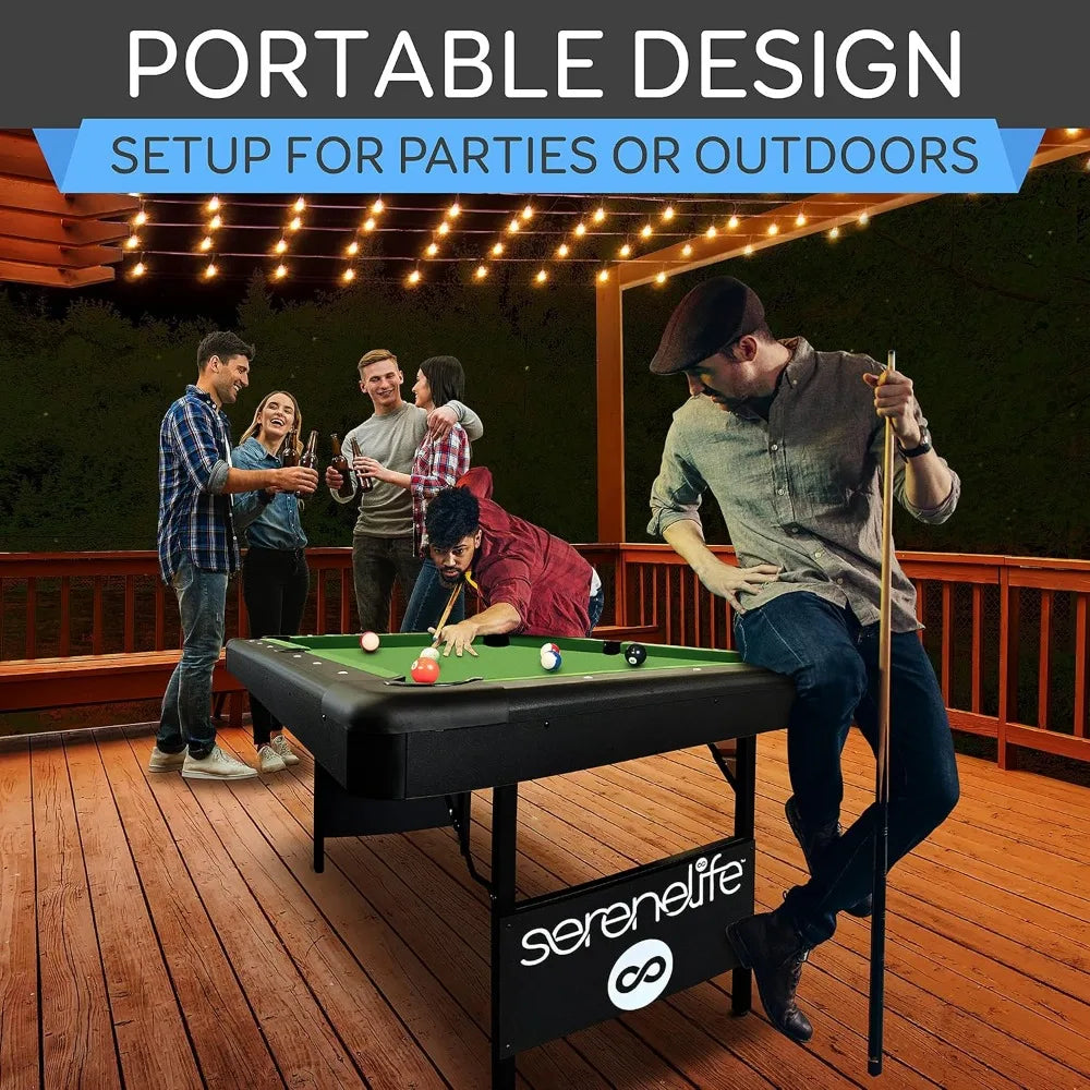 6-Ft Folding Pool Table with Safety Anti Collapse Locks