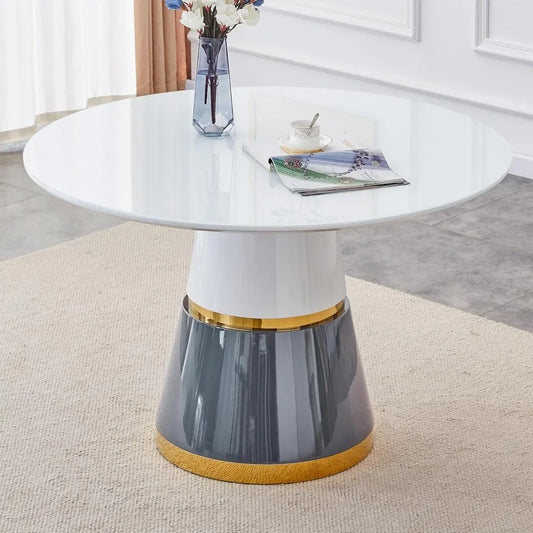 45" Round White Marble Dining Room Table
