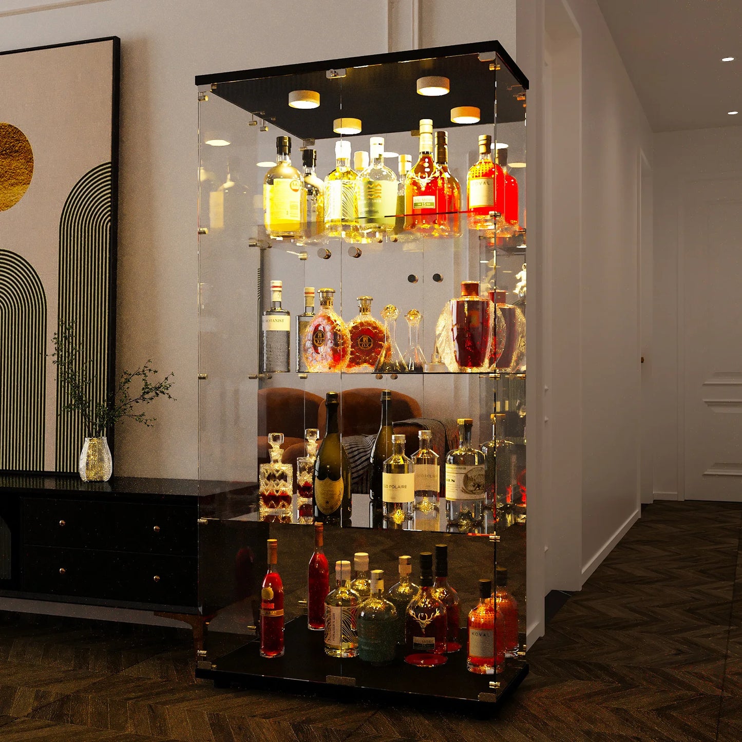 Glass Display with Light Showcase Wine Cabinet